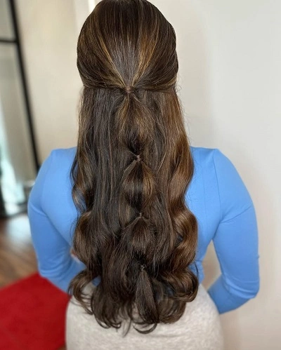Half Up Half Down Bubble Braids