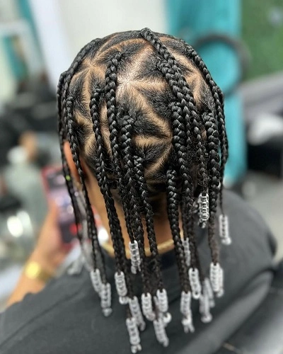 Triangle Box Braids with Beads