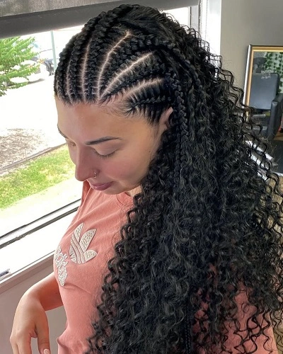 Half Up Half Down Stitch Braids Women