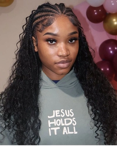 Half Up Half Down Stitch Braids Women