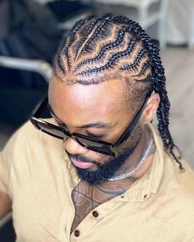 Half Up, Half Down Twist Braids Men