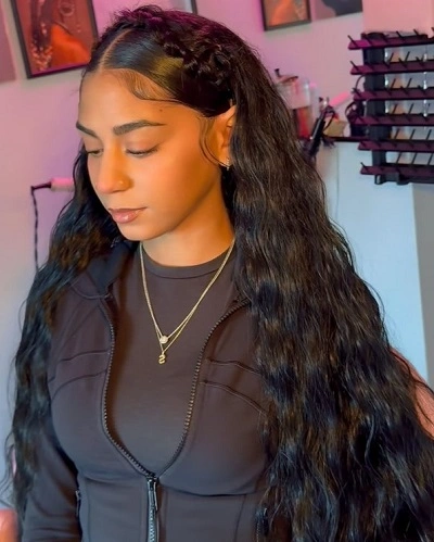 Long Half Up Braided Crown