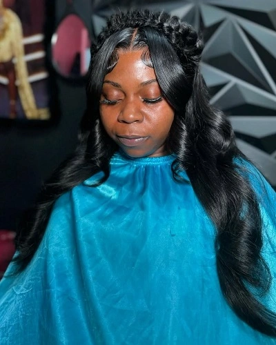 Long Half Up Braided Crown