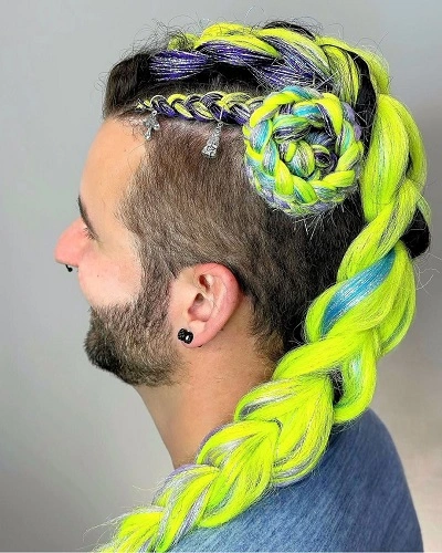 Neon Highlights Braids for Men