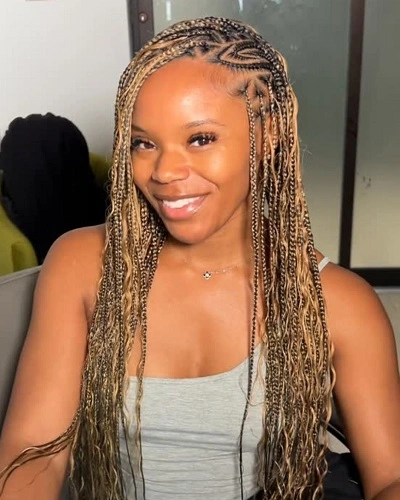 Side Part Stitch Braids Women