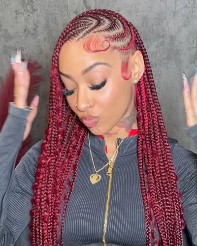 Side Part Stitch Braids Women