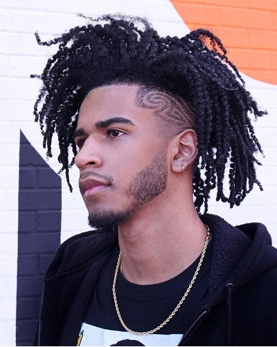 Side Swept Twist Braids Men