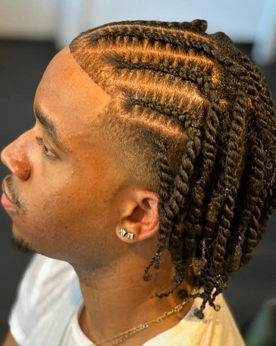 Taper Fade Twist Braids Men