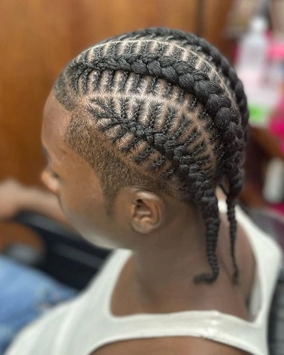 Fishbone Braids with Fade